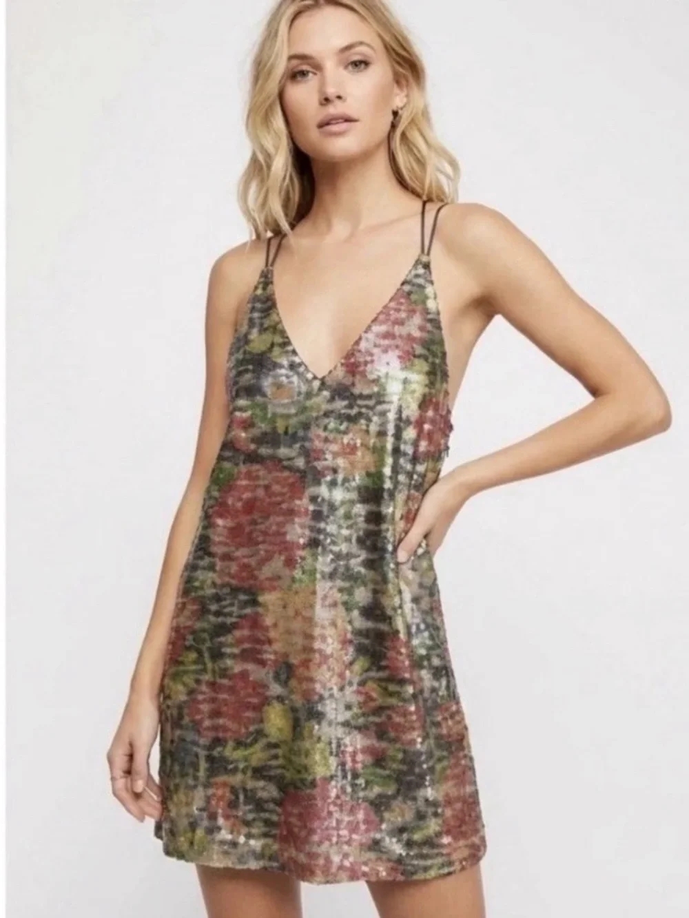 Free People Floral print Sequin Mini Dress / Tunic